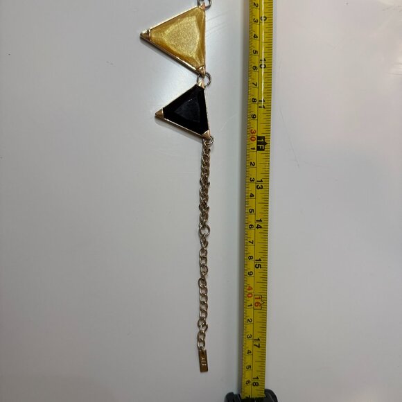 Vintage Signed Mika Geometric Statement Necklace –Boho Chunky Triangular Stones - Picture 4 of 8